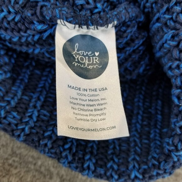 ✅Love Your Melon Blue Cable Knit Beanie Winter Hat 100% Cotton OSFM One Size Fit - Picture 7 of 7